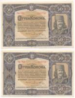 1920. 50K "Orell Füssli Zürich" nyomdahely jelöléssel (2x) sorszámkövetők T:AU,XF hajtatlanok, széleken hajlások Adamo K25