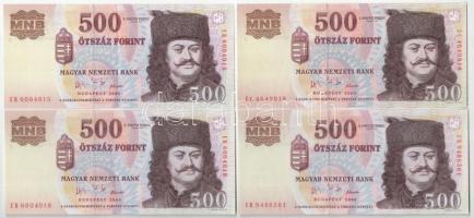 2006. 500Ft "A forradalom 50. évfordulója 1956. október 23." (4db, közte 2db közeli sorszám) T:F szép papír Adamo F54EE