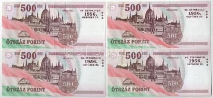 2006. 500Ft "A forradalom 50. évfordulója 1956. október 23." (4db, közte 2db közeli sorszá...