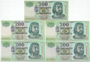 1998-2007. 200Ft (5db) T:XF-F szép papír