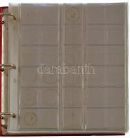 Piros "MÜNZEN" feliratú érmetartó album 7 darab berakólappal, összesen 148 férőhellyel, kü...