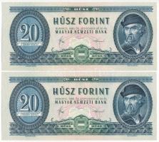1980. 20Ft (2db) egyugrásos sorszámkövető T:F szép papír