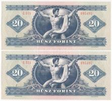 1980. 20Ft (2db) egyugrásos sorszámkövető T:F szép papír