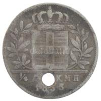 Görögország 1833. 1/4Dr Ag "I. Ottó" T:F ly., patina Greece 1833. 1/4 Drachma Ag "Othon" C:F holed, patina Krause KM#18