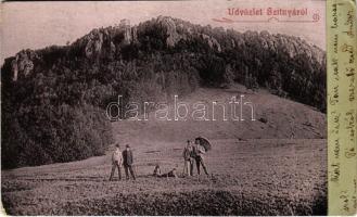 1900 Selmecbánya, Schemnitz, Banská Stiavnica; Üdvözlet Szitnyáról / Sitno / mountain (fa)