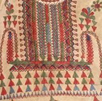 Régi Gyimesi csángó szűcshímzett bőrmellény, korának megfelelő állapotban, m: cca 60 cm