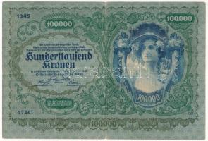 Ausztria 1922. 100.000K T:VG
Austria 1922. 100.000 Kronen C:VG 
Krause 81.