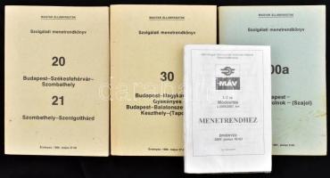 MÁV menettrendek, 4 db + 2 melléklet: Hivatalos menetrend 2004-2005; Szolgálati menetrendkönyv, 3 kö...