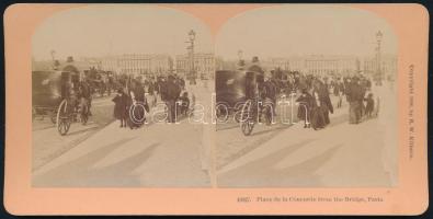 1896 Párizs, vintage sztereó fotográfia, feliratozva elől-hátul, 8,6x17,7 cm