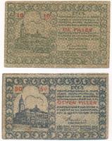 Pécs 1919. 10f + 50f házipénztár-pénztárjegy T:III folt