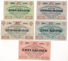 Somorja / Hadifogolytábor 1916.01.15. 10f + 20f + 50f + 1K + 2K, közte egy nagybetűs, két nagybetűs,...