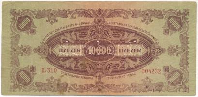 1945. 10.000P fejjel lefelé ragasztott "MNB" bélyeggel T:F Adamo P23e