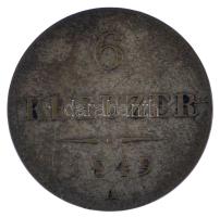 Ausztria 1849A 6kr Ag T:XF patina Austria 1849A 6 Kreuzer Ag C:XF patina Krause KM#2200