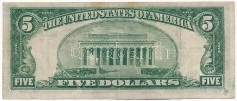 Amerikai Egyesült Államok 1934. 5$ "Silver Certificate - kisméretű sárga pecsét, Észak-Afrikai ...