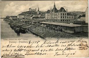 1905 Pozsony, Pressburg, Bratislava; vár, rakpart. Verlag "Bediene dich allein" / castle, quay (EK)