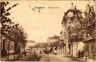 1923 Komárom, Komárnó; Baross utca, saroképület a mai Olymp panzió. Vasúti levelezőlapárusítás 263. / Lehárova / corner building is now Olymp Panzio (EK)