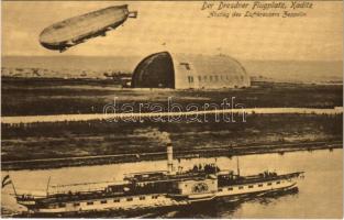 Kaditz, Der Dresdner Flugplatz, Abstieg des Luftkreuzers Zeppelin / Dresden Kaditz airport with Zeppelin and SS Kaiser Wilhelm II