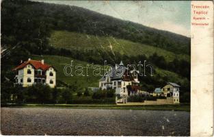 1909 Trencsénteplic, Trencianske Teplice; nyaralók / VIllenviertel / villas, spa (lyukak / pinholes)