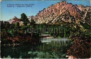 Tátra, Magas-Tátra, Vysoké Tatry; Poprádi-tó. Kuszmann Gyula kiadása / Popper-See / Popradské pleso / lake (EK)