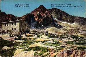 Tátra, Magas-Tátra, Vysoké Tatry; Téry menedékház az Öt-tónál / Téry-Schutzhaus bei den Fünf-Seen / tourist house, chalet (EK)