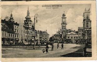 1928 Besztercebánya, Banská Bystrica; Hlavné námestie / Fő tér, Emil Skoda üzlete / main square, shops (r)