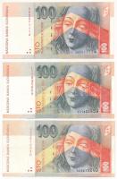 Szlovákia 1997-2004. 100K (3x) T:VF,F közte szép papír Slovakia 1997-2004. 100 Korun (3x) C:VF,F fine paper in it