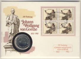 NSZK 1982. 5M Ag "Wolfgang von Goethe" érmés borítékon bélyeg négyestömbbel, alkalmi bélyegzővel T:BU