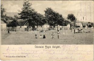 1907 Tápiósüly (Sülysáp), Fő tér, gémeskút. Kovács és Breuer kiadása (EB)