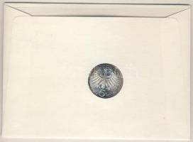 NSZK 1975. 5M Ag "Albert Schweitzer" érmés borítékon alkalmi bélyegzős bélyegel T:BU