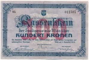 Ausztria / Bécs 1918. 100K "05 011507" szükségpénz T:F
Austria / Vienna 1918. 100 Kronen ...