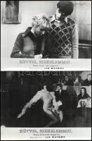 cca 1976 ,,Szívvel, szerelemmel" című lengyel film jelenetei és szereplői, 16 db vintage produkciós filmfotó ezüst zselatinos fotópapíron, a használatból eredő (esetleges) kisebb hibákkal, 18x24 cm