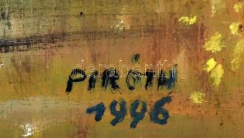 Piróth jelzéssel: Vízparti táj. Olaj, farost. Dekoratív, kissé kopott fakeretben. 45×64 cm