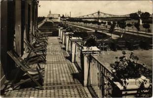 Szolnok, Tisza szálló és gyógyfürdő terasza, híd (EK)