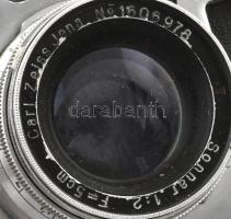 Zeiss Ikon Contax fényképezőgép, Carl Zeiss Jena Sonnar 50mm f/2 objektívvel, tokjában, nincs kiprób...