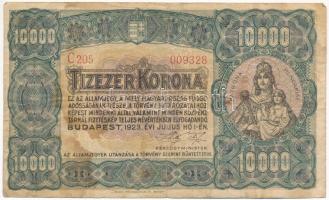 1923. 10.000K "Magyar Pénzjegynyomda Rt." nyomdahely jelöléssel, piros sorozat-és sorszámmal "C205 009328" T:F,VG fo. Adamo K42