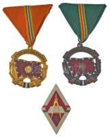 1964. "A Haza szolgálatáért Emlékérem arany és bronz fokozata" (2xklf) aranyozott, zománcozott bronz kitüntetések mellszalagon + DN "Zalka Máté Katonai Főiskola" műgyantás fém jelvény (46x27,5mm) T:AU