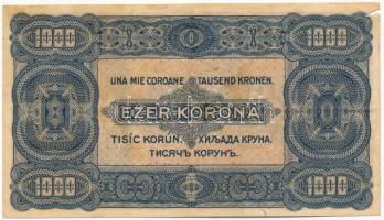 1923. 1000K "8 FILLÉR - NYOLC FILLÉR" felülbélyegzéssel, nyomdahely jelölés nélkül T:F kis...