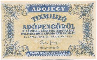 1946. 10.000.000AP kissé ferde nyomat T:AU,XF Adamo P53