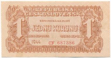 Csehszlovákia 1944. 1K T:F szép papír Czechoslovakia 1944. 1 Koruna C:F fine paper Krause P#45s