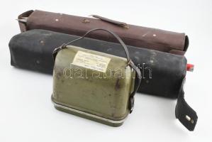 Wild Heerbrugg svájci földmérő, fém dobozban, 13 darabos mérőkaró készlettel, kopással, nincs kipróbálva, m: 19 cm, h: 24 cm
