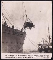 Járműrakodás, Konstanca, Románia, feliratozott fotó, 14,5×12,5 cm