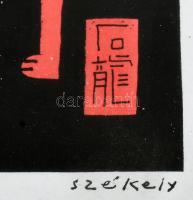 Pierre Székely (1923-2001): A tigris éve (L'Année du tigre). Litográfia, papír, jelzett. Üvegez...