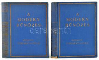 A modern bűnözés. Szerk.: Turcsányi Gyula. Az előszót írta: Dr. Váry Albert. I-II. köt. (Bp., 1929), Rozsnyai Károly, 414 p., 416+(4) p. Szövegközi képekkel gazdagon illusztrált. Kiadói aranyozott egészvászon-kötés, a borítókon némi kopással, az első kötet gerincen kisebb sérüléssel.