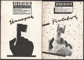 2 db szociofotó kiállítási katalógus: Fiatalok. Szociofotó kiállítás No. 1. és Ünnepek. Szociofotó kiállítás No. 4. Bp., 1983, Műcsarnok. 12+12 sztl. oldal. Fekete-fehér képekkel gazdagon illusztrált. Kiadói papírkötés.