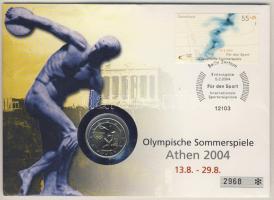 Németország 2004. 2€ "Athéni olimpia" érmés borítékon elsőnapi bélyegzős bélyeggel, hátoldali ismertető tanúsítvánnyal T:BU