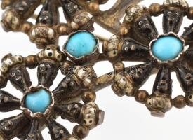 Ezüst bross türkizzel Ragasztott. 11,09 g 35 mm