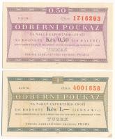 Csehszlovákia ~1970-1980. 50h "TUZEX" + 1K "TUZEX" vásárlási utalvány T:UNC,AU Czechoslovakia ~1970-1980. 50 Halerov "TUZEX" + 1 Korun "TUZEX" vouchers C:UNC,AU