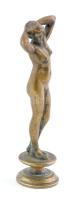 Pecsétnyomó női akt figurával, bronz, jelzés nélkül, m: 8,5 cm
