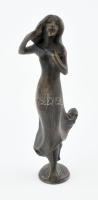 Pecsétnyomó női figurával, bronz, jelzés nélkül, m: 9,5 cm