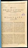 1836-dik évi országgyűlési törvény czikkelyek. Modern papírkötésben, helyenként kis foltokkal, lapszéli javításokkal, intézményi bélyegzővel, 525-622 p.